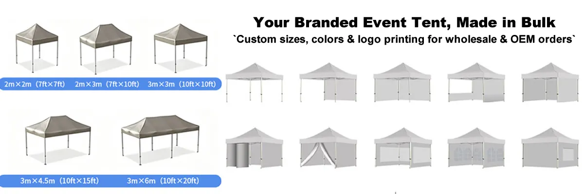 pop up event tent with side walls at a trade show